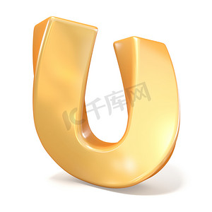强者字体摄影照片_橙色扭曲字体大写字母 U 3D