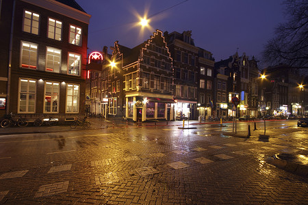 荷兰阿姆斯特丹夜景街景