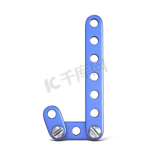 由蓝色金属构造器玩具字母 J 3D 制成的字母表