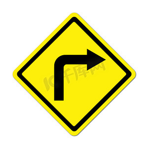道路标志-右转警告