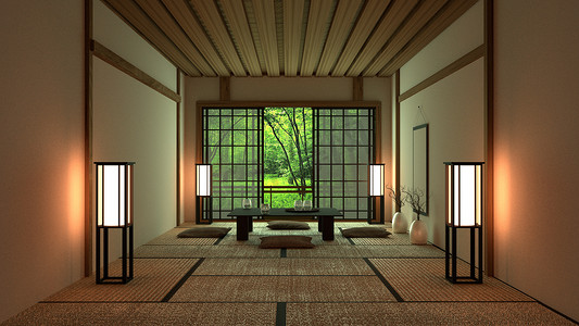 日式房间设计。 
