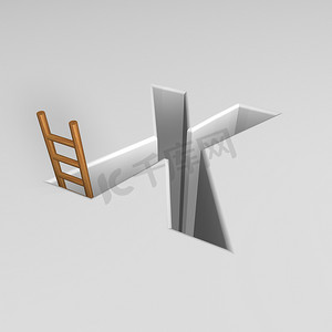梯子三维摄影照片_字母 x 和梯子