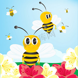 蜜蜂矢量摄影照片_蜜蜂采集蜂蜜