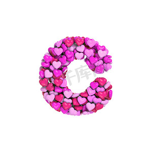 3d运动字体摄影照片_情人节字母 C — 小型 3d 粉红心字体 — 爱、激情或婚礼概念