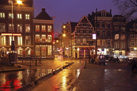 荷兰阿姆斯特丹的城市夜景
