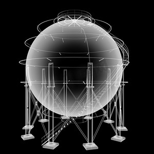 圆形油罐或煤气罐。 