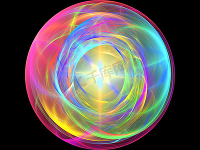 等离子摄影照片_彩色分形等离子球，混沌等离子能量串。