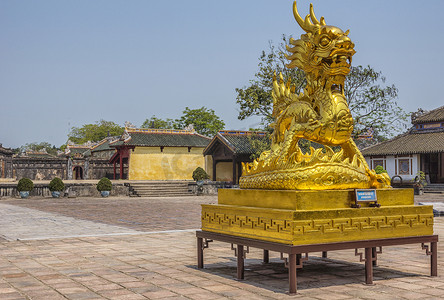 越南顺化城堡：F院落的金狮龙蛇