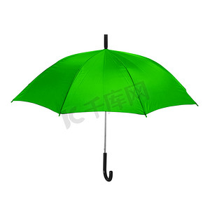 白色背景中孤立的绿伞