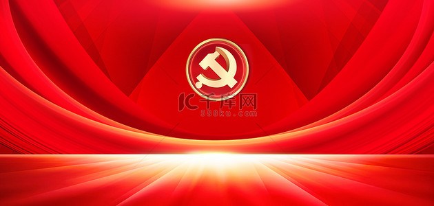 红色背景图片_红色建党节党徽大气背景