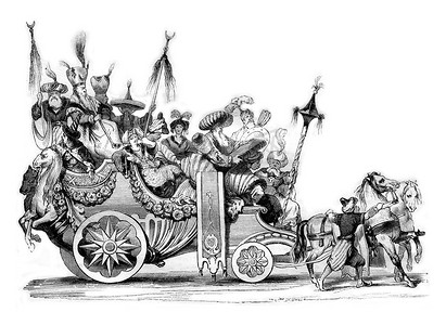 春秋战车摄影照片_法国艺术家于 1748 年在罗马发明的假面舞会，复古 e