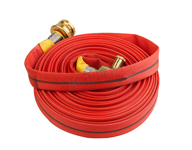 白色隔离的消防软管软管延长水缆