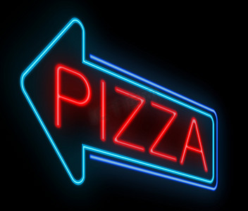 霓虹披萨标志。