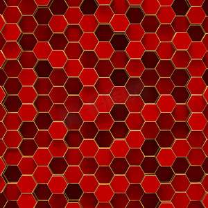 蜂巢格背景摄影照片_具有红色六边形的抽象简约背景