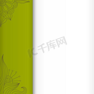矢量绿色元素背景摄影照片_与花卉元素的绿色背景。 