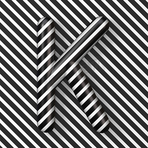 网格条纹摄影照片_黑白条纹字母 K 3D