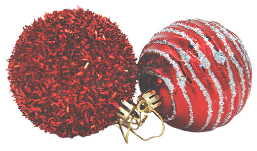 红色和银色的圣诞节和新年装饰球