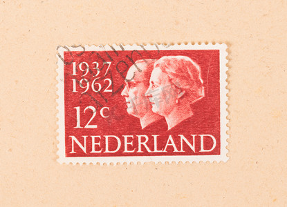 朱莉摄影照片_荷兰 1962 年： 在荷兰打印的邮票显示 t