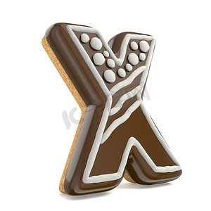 字母 X 巧克力圣诞姜饼字体装饰 whi