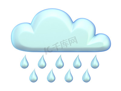 阴天下雨雨滴摄影照片_天气图标 RAIN 3D