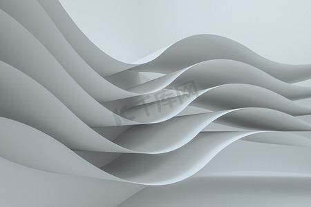 现代风线条摄影照片_3d 渲染曲线纸背景，色调颜色背景