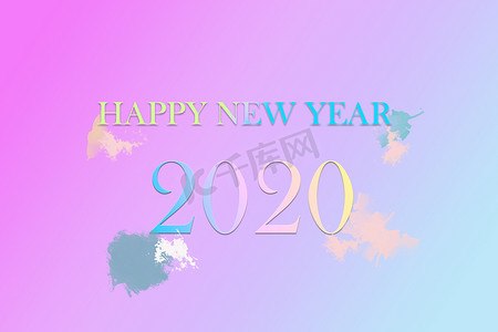带有简单渐变和过去的2020年新年快乐贺卡