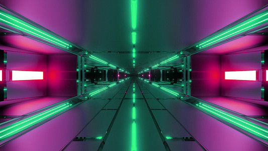 黑暗的未来空间隧道走廊 3d 渲染壁纸背景