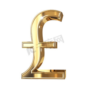 白色货币符号摄影照片_金英镑货币-隔离在白色