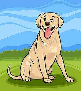 拉布拉多犬狗卡通插图