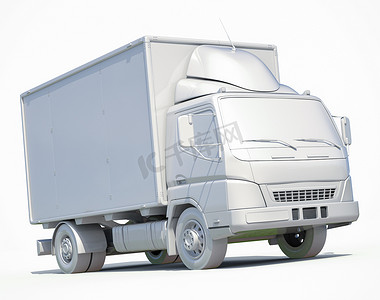 货运图标摄影照片_3d 白色送货卡车图标