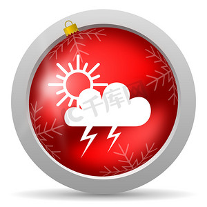 白色背景上的天气红色光泽圣诞图标