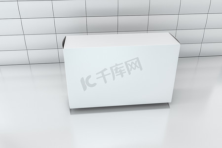 3d 渲染，白色背景的白色包装盒