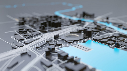 3D未来派城市建筑