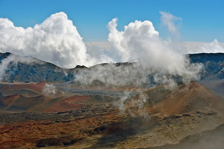 哈雷摄影照片_夏威夷哈雷阿卡拉火山和火山口毛伊岛