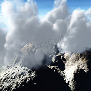 夏威夷图摄影照片_岛上的火山喷发