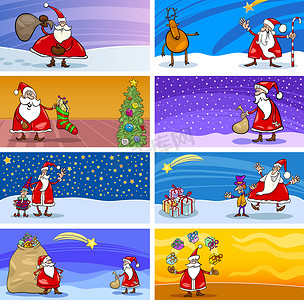 圣诞小卡通摄影照片_卡通贺卡与圣诞老人