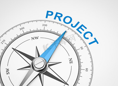 项目建议书摄影照片_白色背景上的指南针，项目概念