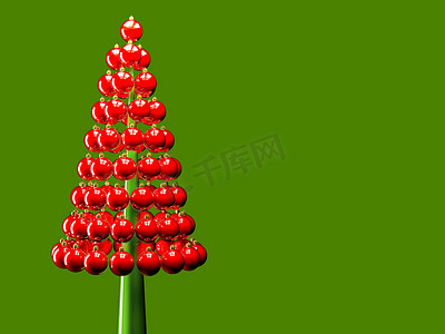 光泽球摄影照片_圣诞树有光泽的红色小玩意 3d 渲染
