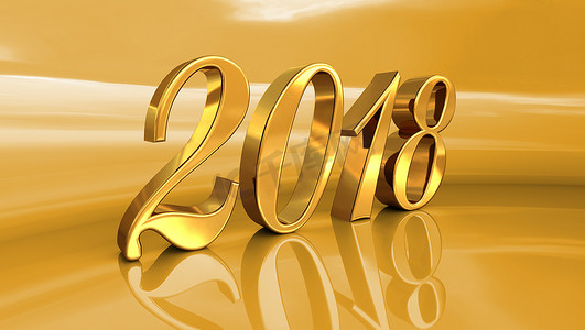 2018 年，节日背景下的金色 3D 数字