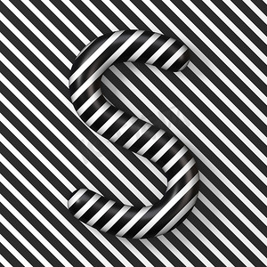 黑白条纹 Letter S 3D