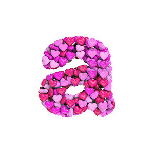 情人节字母 A - 小写 3d 粉红心字体 - 爱、激情或婚礼概念