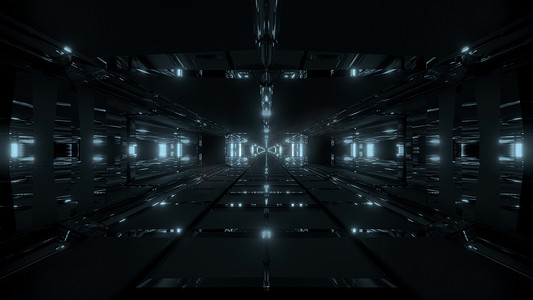 黑暗的未来派科幻隧道走廊 3d 插图壁纸背景设计