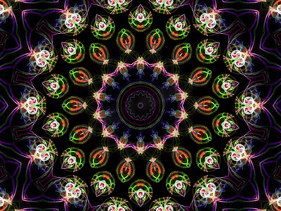 曼陀罗花图案摄影照片_五颜六色的分形万花筒，用于创意图形设计的数字艺术品