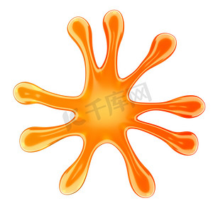 飞溅水花摄影照片_分离的橙色微生物或液体飞溅
