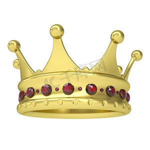 公主加冕摄影照片_用红宝石装饰的金冠