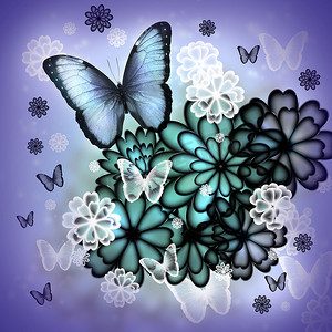 蝴蝶和花朵插图
