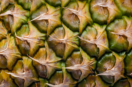 成熟菠萝的果皮宏观特写