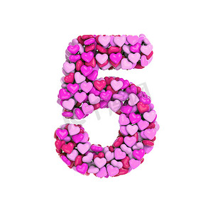 5数字摄影照片_情人节数字 5 - 3d 粉红心数字 - 爱、激情或婚礼概念