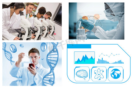 科学家在实验室的拼贴画