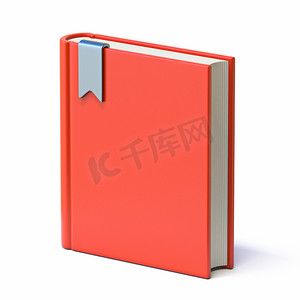 红色手册手册摄影照片_有书签丝带的红色书 3D